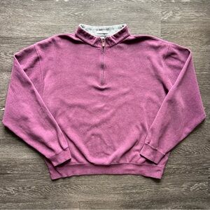 Early Peter Millar 100% Cotton Men's Plum Quarter-Zip Pullover Sweater